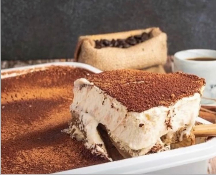 Classic Mascarpone Tiramisu Cake slice